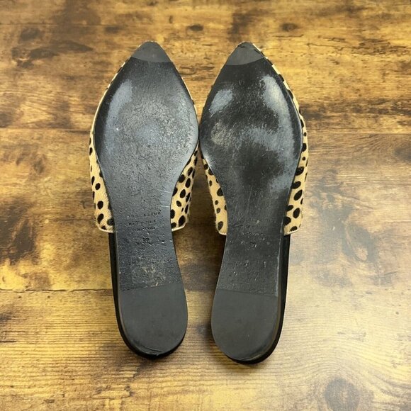 Jenni Kayne Cheetah Print Mules Size 39 Pony Hair Slip On Pointed Toe Flats - Picture 13 of 16